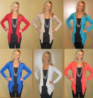 Long Sleeve LIGHT WEIGHT OPEN Tiered SOFT CARDIGAN WRAP S M L XL *MANY 