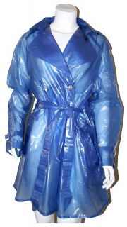   Raincoat Trench Coat Mac in Semi Trans PVC / Vinyl Size M Rainwear