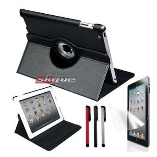   bundle 360 rotating leather case w/stand stylus for apple ipad 2 2nd