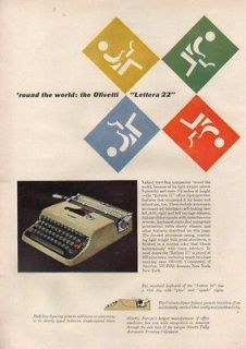 1953 Olivetti Lettera 22 Typewriter New York NY 50s ad