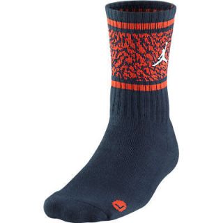 Nike Jordan Striped Elephant Crew Socks Obsidian/Orang​e 517374 451 