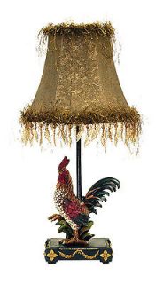 Petite Rooster Acrylic & Fabric and Composite wood Black Table Lamp 