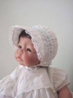   White Cotton Lacey Bonnet Hat Photography Photo Prop NEW Handmade