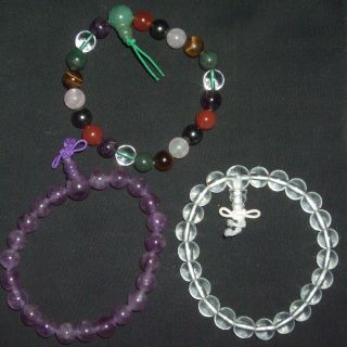 Beaded Stretch Bracelets, Purple, Clear & Colorful STONE Bracelets 