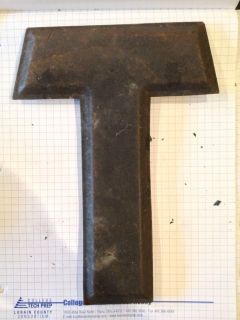vintage antique T METAL LETTER SIGN advertising INDUSTRIAL MARQUEE