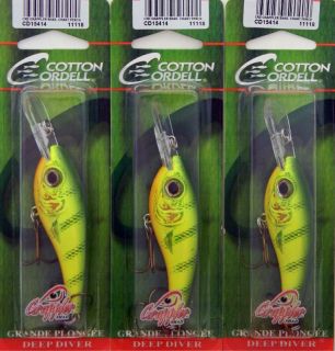 PACKS CORDELL COTTON GRAPPLER SHAD CD15414 CHARTR​EUSE PERCH