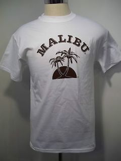 NEW White Malibu Rum Graphic Short Sleeve Tee T Shirt Top Sz M