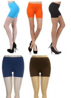 NEW SEAMLESS BASIC SOLID TIGHT SPANDEX ATHLETIC SPANDEX SHORTS S M L