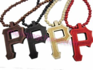 Good quality Hip hop letter P Pendant wood Ball Bead Chain Necklace