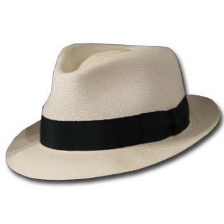 Unique HAVANA FEDORA Panama straw Hat STINGY BRIM 7 5/8