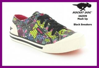   Dog Womens Jazzin Black Mash Up lace Up Print Sneakers Plimsolls