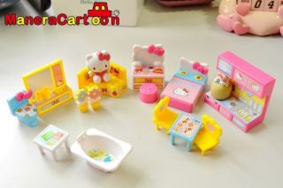 Hello Kitty Girl Pretend Play Mini House Furnitures Toy Set Life House 