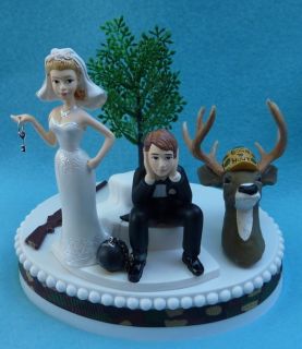 Wedding Cake Topper Deer Hunter Hunting Camo K Themed FREE Garter 