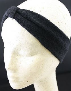 Twist turban genie cap BLACK stretch terry cloth turband headband spa 