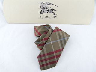   BURBERRY Brit Brown Red Nova Check NEW COLLECTION Mens Tie 100% SILK