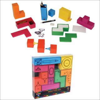 DESK TIDY OFFICE TABLE WORK STATIONERY TETRIS SET OFFICIAL MERCHANDISE 