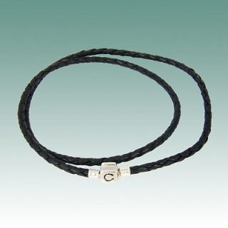 Authentic Chamilia Bracelet Braided Leather Wrap Ebony 22.2    1212 
