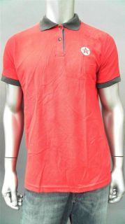   Texaco Mens L Cotton Short Sleeve Polo Shirt Red Knit Top Designer