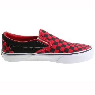 Vans Classic Slip On Checker Board Black Red Womens Trainers