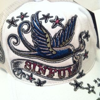 NWT Sinful by Affliction White Trucker Hat
