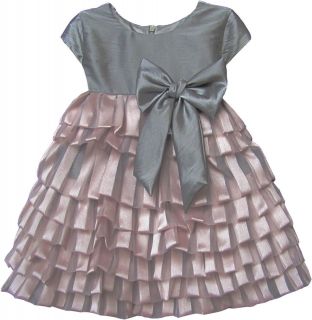   Chloe Gray & Pink Holiday & Special Occasion Dress 18M, 24M, 2T, 4T
