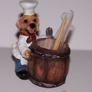 Yellow Labrador Lab chef dog toothpick or ring holder resin figurine 