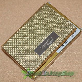 Crocodile Leather Magnetic Stainless Steel Business Card Case Holder 