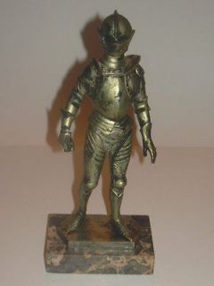 Vintage Depose Italy Knight Figurine Statue on Carrera Marble Base