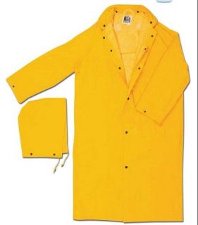 new Yellow PVC/Polyester Long Rain Coat Gear Raincoat 35mm hooded XS 