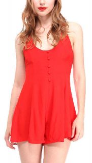 MOTEL Womens Gypsy Halter Neck Playsuit Romper in Red      Sizes 