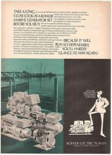 1971 Kohler Electric Marine Generators Print Ad