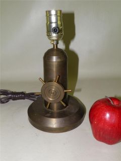 Trench Art Nautical Bronze Lamp Signed (A.W. Allen USNR May 1946 USS 