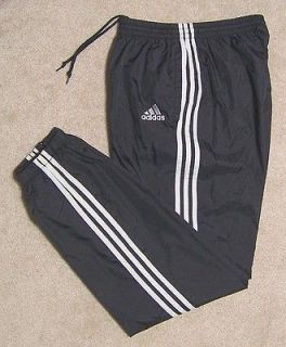 Adidas Black White Nylon Unlined Wind Pants Sz Large