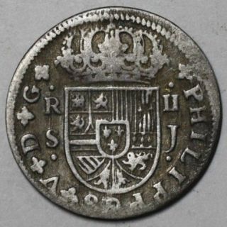   SPAIN silver 2 reales (OLD QUARTER DOLLAR) KING PHILIP V SEVILLE MINT