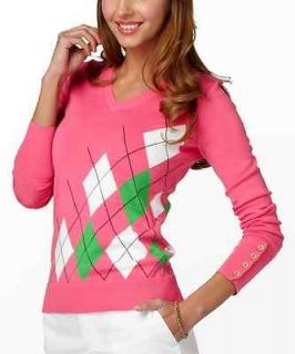 New Lilly Pulitzer PATRICIA ARGYLE SWEATER S L XL 2 4 10 12 14 16 