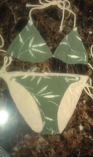 Abercrombie bikini swimsuit green white m med medium two piece super 