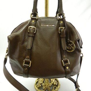 MICHAEL Kors MK AUTH BEDFORD Mocha Medium Satchel Handbag Leather $348 