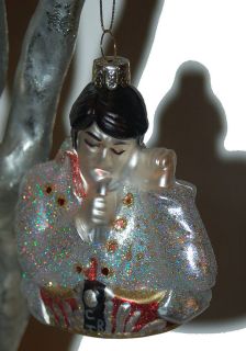   Presley Singing NIB Head/Bust Kurt Adler Glass Christmas Ornament