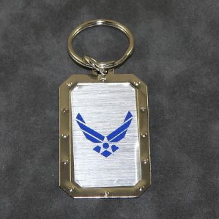 Air Force Logo Dog Tag Metal Chrome Key Chain Ring USMC