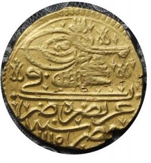 RARE TURKEY OTTOMAN EMPIRE AHMED III 1115 /1703 ESHREFI ALTIN GOLD 