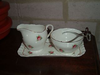 Adderley Fine Bone China cream pitcher sugar bowl & matching tray 