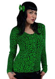 Green Leopard Cardigan by Living Dead Souls S, M, L, XL cheetah print 