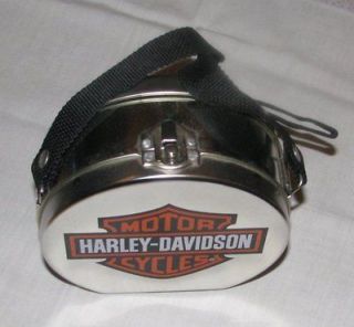Harley Davidso​n Tin Box Round 1999 Black Strap Lunchbox Clasp Metal 