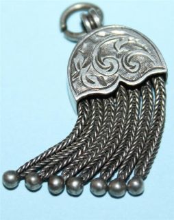 Antique Silver Watch Chain Tassel Fob Charm