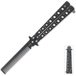 Practice Metal Butterfly Comb Knife Black