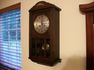 Antique Vintage Mahogany Mauthe Bim Bam Chime Art Deco Wall Clock