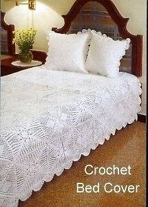Hand crocheted bed spread and pillow covers