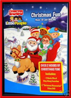 Fisher Price Little People Christmas Fun Music CD and DVD Set   NEW