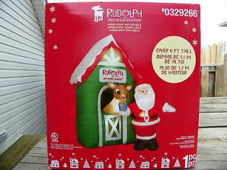 christmas airblown gemmy santa rudolph s stable 6 lighted inflatable