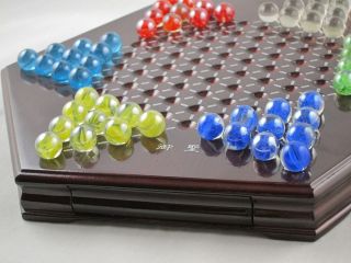 Chinese Checkers, 12 Fine Wooden Chessboard, Classic Marbles, family 
